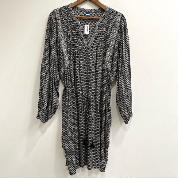 Old Navy Oversized Long Sleeve Printed Mini Dress Peasant Belted Balloon XXL - Picture 2 of 14